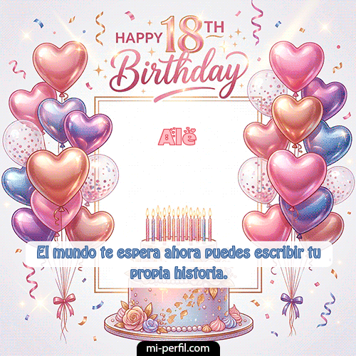 GIF Feliz Cumpleaños Happy 18th BirthDay personalizado con su nombre