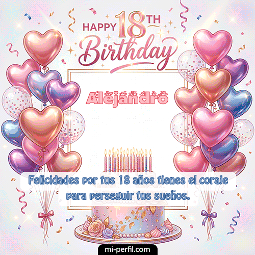 GIF Feliz Cumpleaños Happy 18th BirthDay personalizado con su nombre