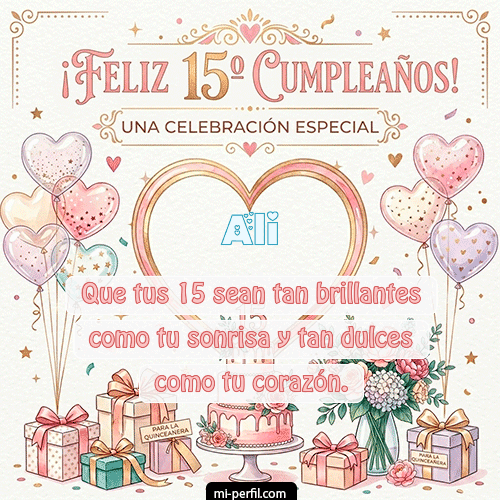 GIF Feliz Cumpleaños Feliz Cumpleaños XV Años personalizado con su nombre