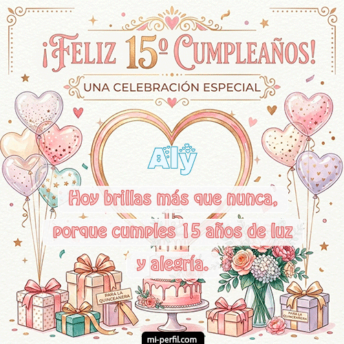 GIF Feliz Cumpleaños Feliz Cumpleaños XV Años personalizado con su nombre
