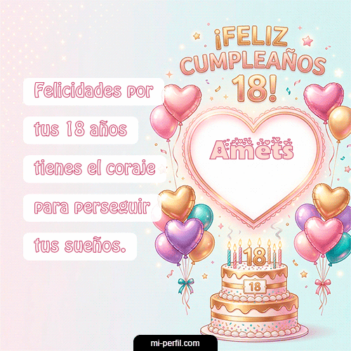 GIF Feliz Cumpleaños Feliz Cumpleaños 18 personalizado con su nombre