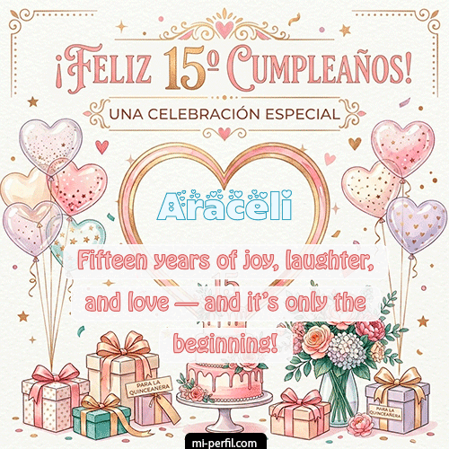 GIF Feliz Cumpleaños Feliz Cumpleaños XV Años personalizado con su nombre