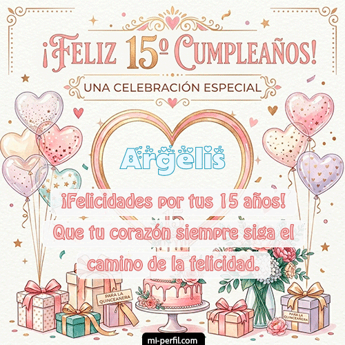 GIF Feliz Cumpleaños Feliz Cumpleaños XV Años personalizado con su nombre