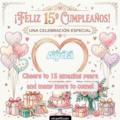 GIF Feliz Cumpleaños Feliz Cumpleaños XV Años personalizado con su nombre