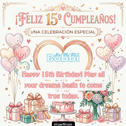 GIF Feliz Cumpleaños Feliz Cumpleaños XV Años personalizado con su nombre