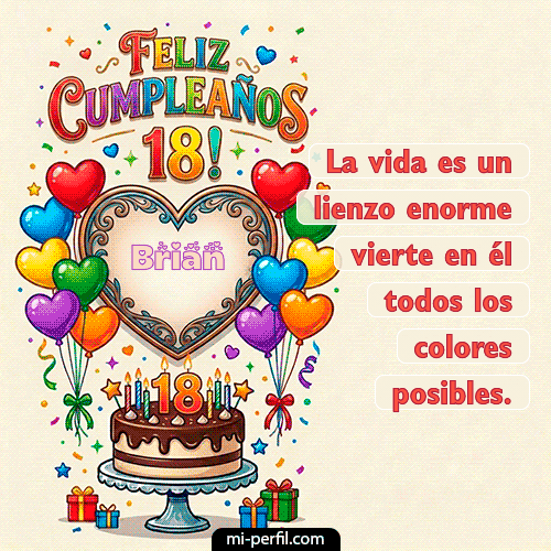 GIF Feliz Cumpleaños Feliz 18 años personalizado con su nombre