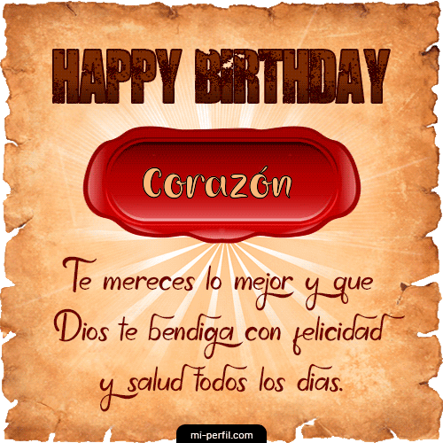 Happy Birthday Pergamino Corazón