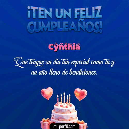 Te un Feliz Cumpleaños Cynthia