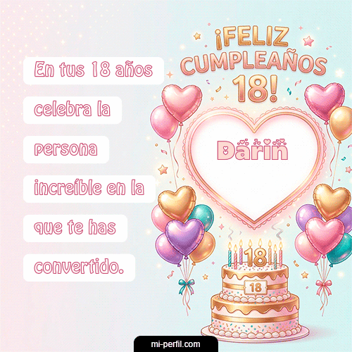 GIF Feliz Cumpleaños Feliz Cumpleaños 18 personalizado con su nombre