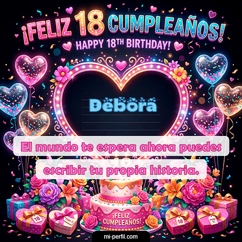 GIF Feliz Cumpleaños Gif Felices 18 personalizado con su nombre