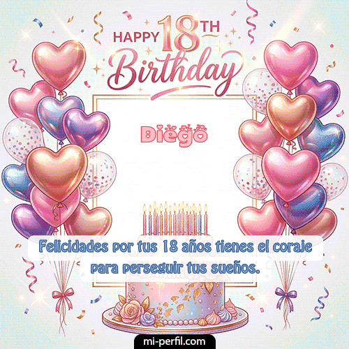 GIF Feliz Cumpleaños Happy 18th BirthDay personalizado con su nombre