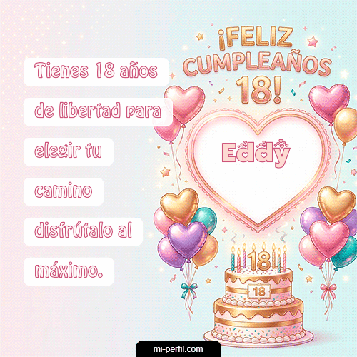 GIF Feliz Cumpleaños Feliz Cumpleaños 18 personalizado con su nombre