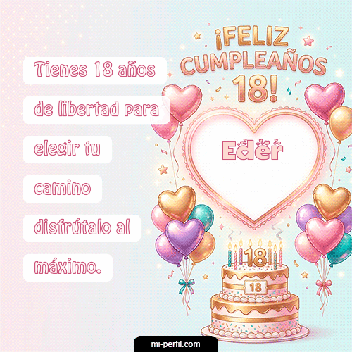 GIF Feliz Cumpleaños Feliz Cumpleaños 18 personalizado con su nombre