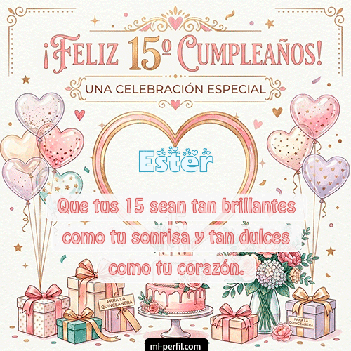 GIF Feliz Cumpleaños Feliz Cumpleaños XV Años personalizado con su nombre