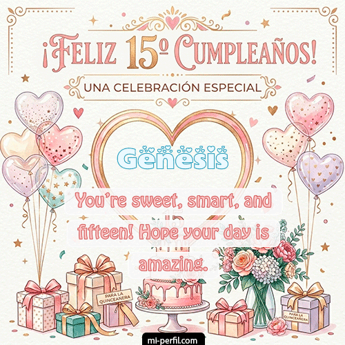 GIF Feliz Cumpleaños Feliz Cumpleaños XV Años personalizado con su nombre