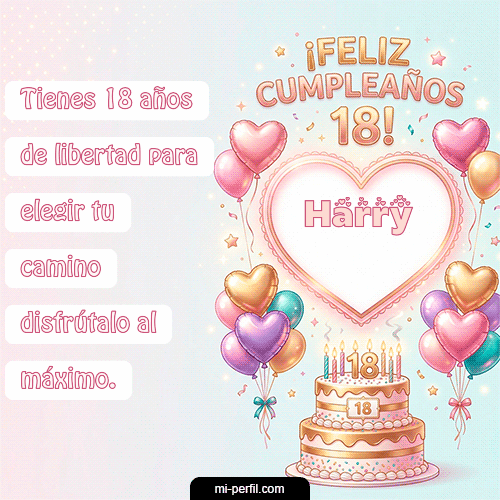 GIF Feliz Cumpleaños Feliz Cumpleaños 18 personalizado con su nombre