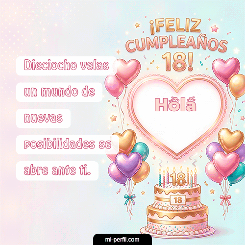GIF Feliz Cumpleaños Feliz Cumpleaños 18 personalizado con su nombre
