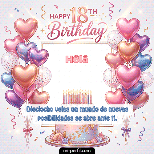 GIF Feliz Cumpleaños Happy 18th BirthDay personalizado con su nombre