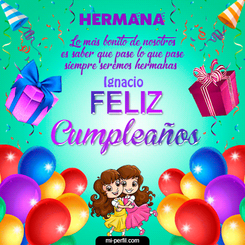 GIF Feliz Cumpleaños Feliz Cumpleaños Hermana personalizado con su nombre