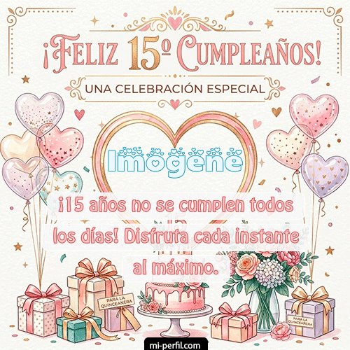 GIF Feliz Cumpleaños Feliz Cumpleaños XV Años personalizado con su nombre