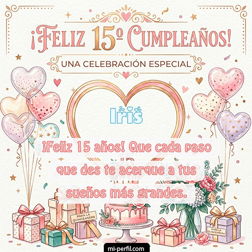 GIF Feliz Cumpleaños Feliz Cumpleaños XV Años personalizado con su nombre