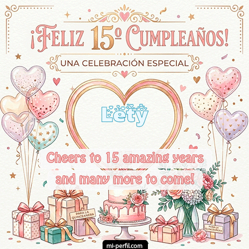 GIF Feliz Cumpleaños Feliz Cumpleaños XV Años personalizado con su nombre