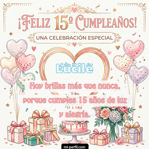 GIF Feliz Cumpleaños Feliz Cumpleaños XV Años personalizado con su nombre