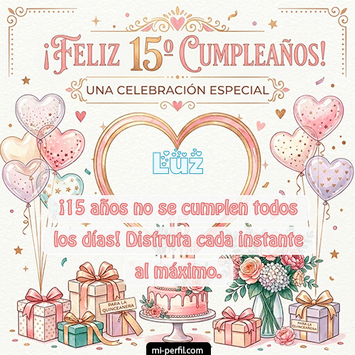 GIF Feliz Cumpleaños Feliz Cumpleaños XV Años personalizado con su nombre