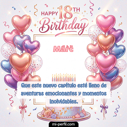 GIF Feliz Cumpleaños Happy 18th BirthDay personalizado con su nombre