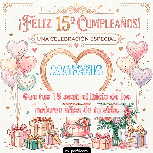 GIF Feliz Cumpleaños Feliz Cumpleaños XV Años personalizado con su nombre