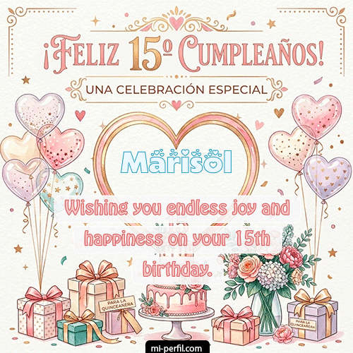 GIF Feliz Cumpleaños Feliz Cumpleaños XV Años personalizado con su nombre