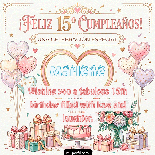 GIF Feliz Cumpleaños Feliz Cumpleaños XV Años personalizado con su nombre