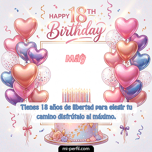GIF Feliz Cumpleaños Happy 18th BirthDay personalizado con su nombre