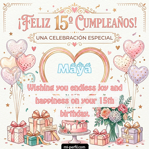 GIF Feliz Cumpleaños Feliz Cumpleaños XV Años personalizado con su nombre