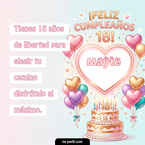 GIF Feliz Cumpleaños Feliz Cumpleaños 18 personalizado con su nombre