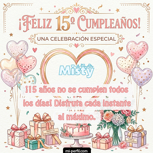 GIF Feliz Cumpleaños Feliz Cumpleaños XV Años personalizado con su nombre