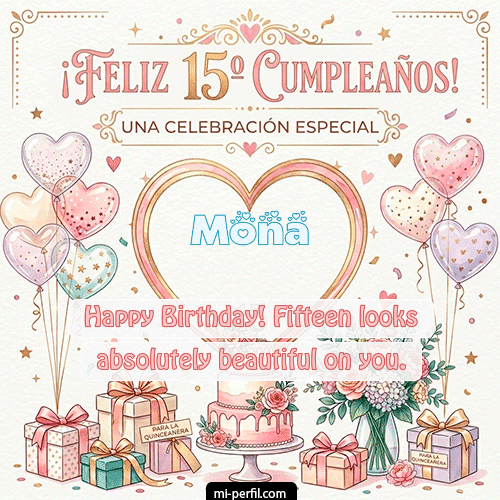 GIF Feliz Cumpleaños Feliz Cumpleaños XV Años personalizado con su nombre