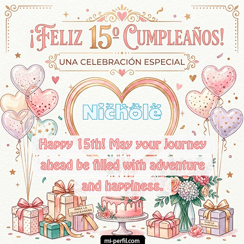 GIF Feliz Cumpleaños Feliz Cumpleaños XV Años personalizado con su nombre