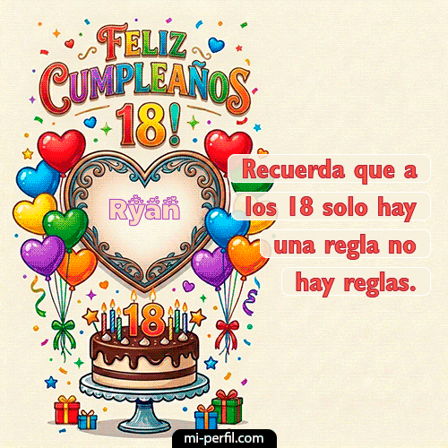 GIF Feliz Cumpleaños Feliz 18 años personalizado con su nombre