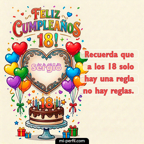 GIF Feliz Cumpleaños Feliz 18 años personalizado con su nombre