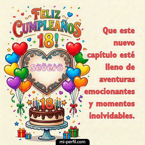 GIF Feliz Cumpleaños Feliz 18 años personalizado con su nombre