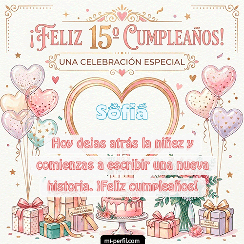 GIF Feliz Cumpleaños Feliz Cumpleaños XV Años personalizado con su nombre