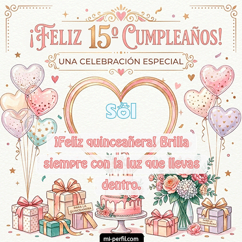 GIF Feliz Cumpleaños Feliz Cumpleaños XV Años personalizado con su nombre