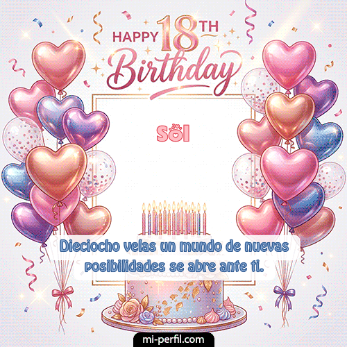 GIF Feliz Cumpleaños Happy 18th BirthDay personalizado con su nombre