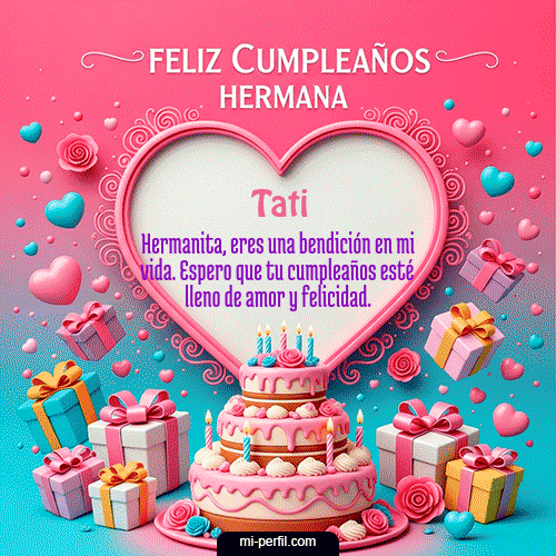 GIF Feliz Cumpleaños Feliz Cumpleaños Hermana personalizado con su nombre