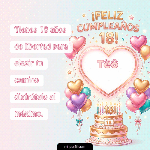 GIF Feliz Cumpleaños Feliz Cumpleaños 18 personalizado con su nombre
