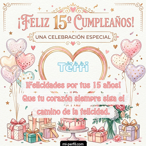GIF Feliz Cumpleaños Feliz Cumpleaños XV Años personalizado con su nombre