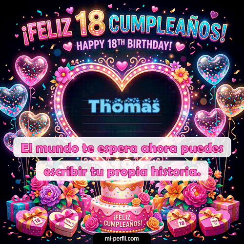 GIF Feliz Cumpleaños Gif Felices 18 personalizado con su nombre