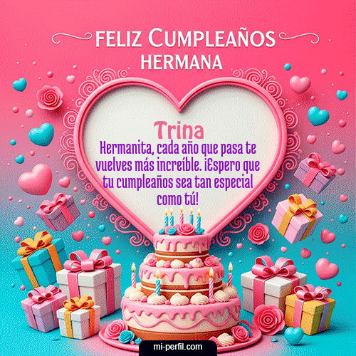 GIF Feliz Cumpleaños Feliz Cumpleaños Hermana personalizado con su nombre