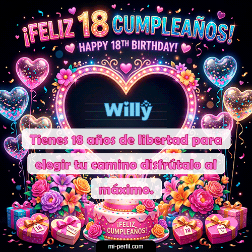 GIF Feliz Cumpleaños Gif Felices 18 personalizado con su nombre